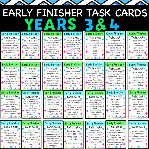 Early Finishers Task Cards 2
