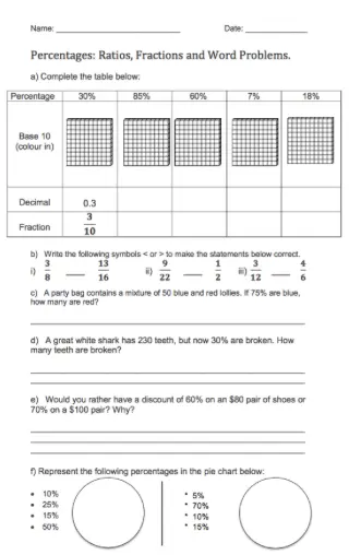 Number & Algebra Assessment Task 