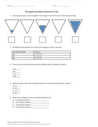 Number & Algebra Assessment Task