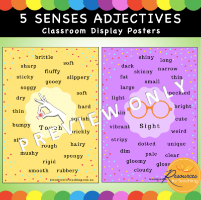 Five Senses and Extras Adjective Posters
