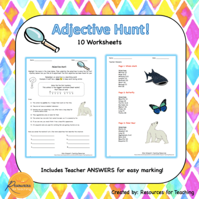 Adjective Hunt Worksheets