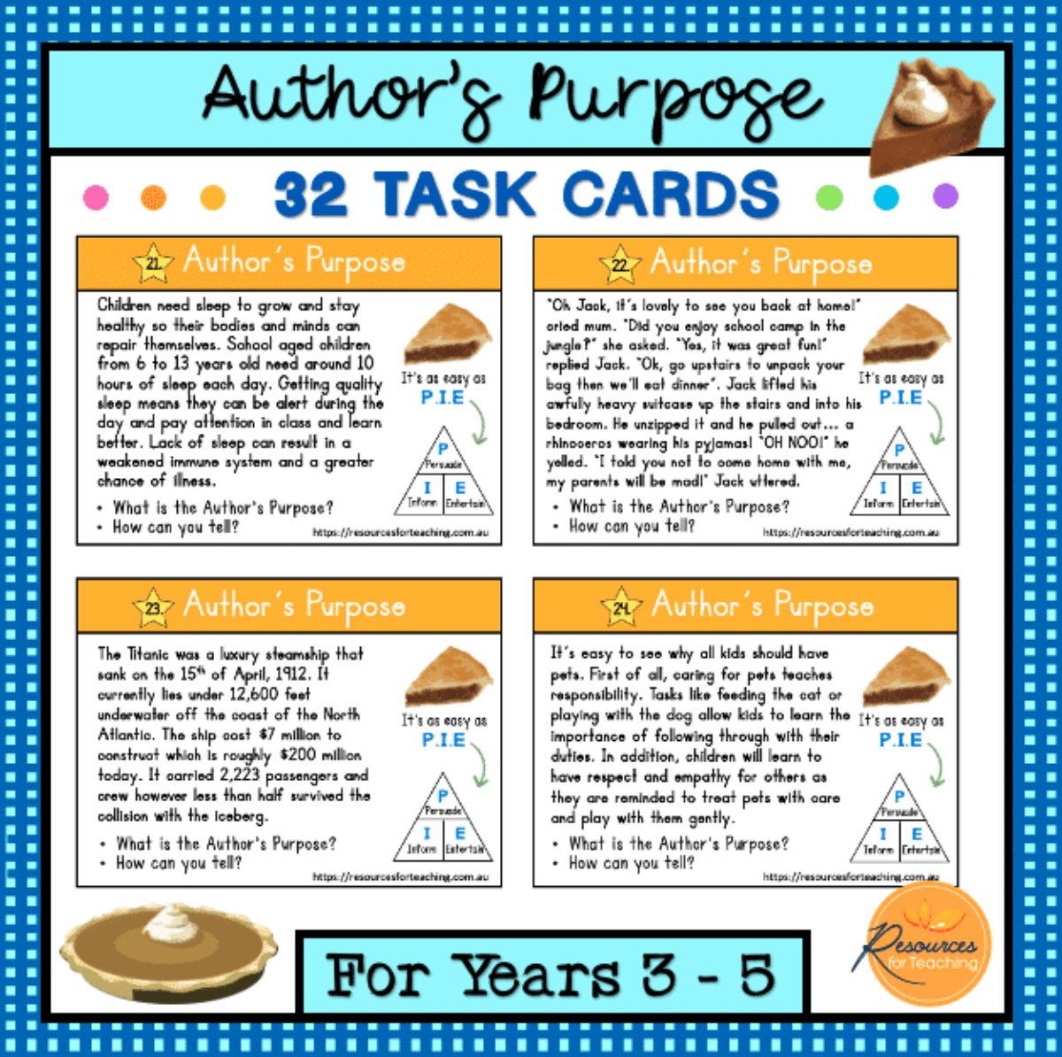 Author's Purpose Task Cards (Teacher-Made) - Twinkl