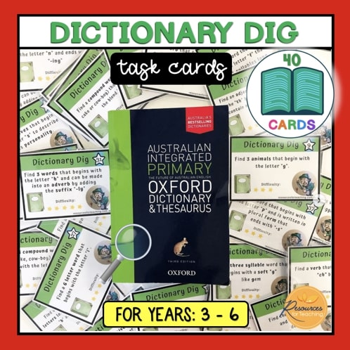 Dictionary Dig Task Cards